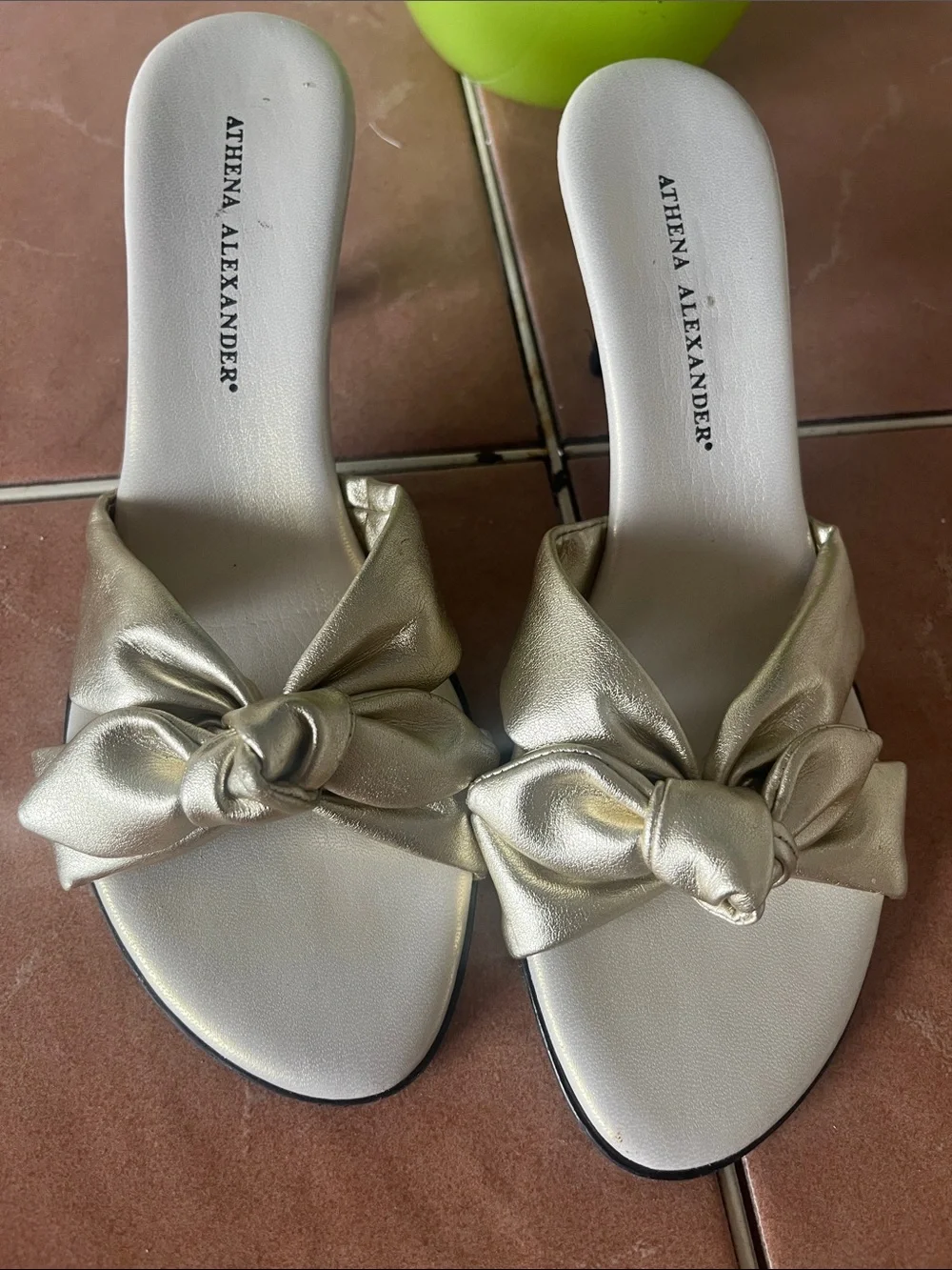 Athena Alexander Gold Knot-Front Slip-On Sandals